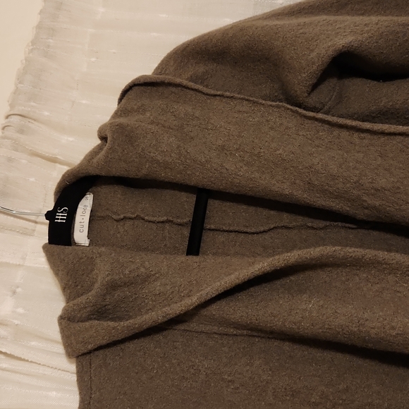 Wool Sage Green Hooded Jacket - Picture 3 of 4